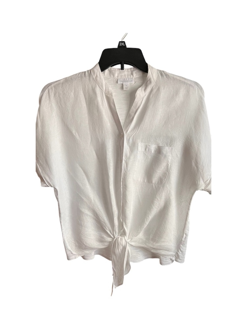 Lightweight Linen Pocket Top by Charter Club  in white